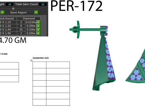 Printable 3D Jewelry design of Earrings with diamonds Model 3D