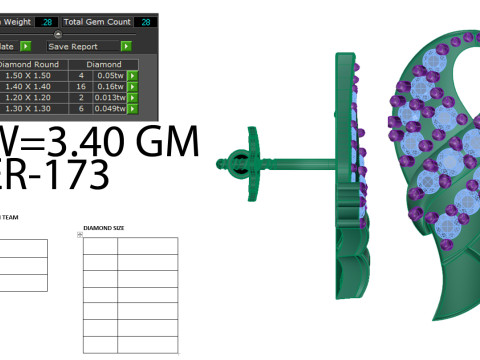 Printable 3D Jewelry design of Earrings with diamonds Model 3D