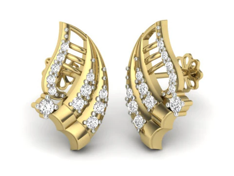 Printable 3D Jewelry design of Earrings with diamonds 3D Model