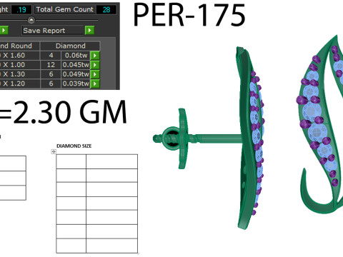 Printable 3D Jewelry design of Earrings with diamonds 3D Model