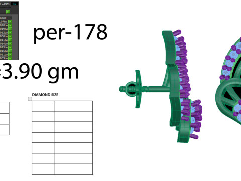 Printable 3D Jewelry design of Earrings with diamonds 3D 모델