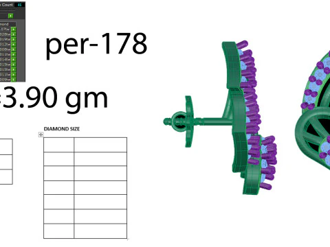 Printable 3D Jewelry design of Earrings with diamonds 3D Model