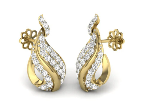 Dise&ntilde;o de joyer&iacute;a 3D imprimible de pendientes con diamantes. Modelo 3D