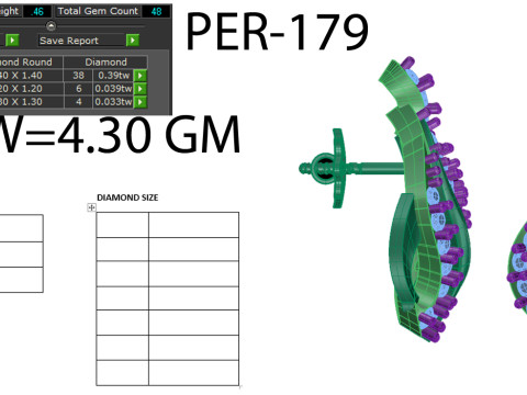 Printable 3D Jewelry design of Earrings with diamonds 3D Modell