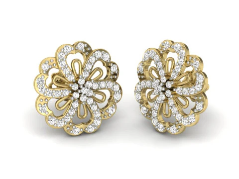 Dise&ntilde;o de joyer&iacute;a 3D imprimible de pendientes con diamantes. Modelo 3D