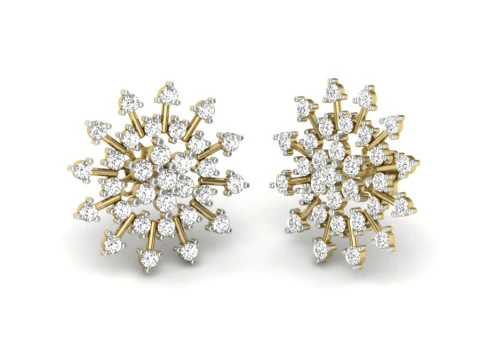 Printable 3D Jewelry design of Earrings with diamonds 3D Model