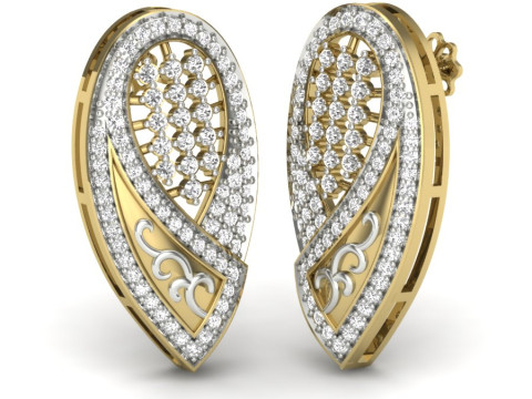 Printable 3D Jewelry design of Earrings with diamonds 3D Modell
