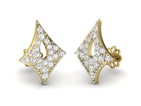 Printable 3D Jewelry design of Earrings with diamonds 3D Model