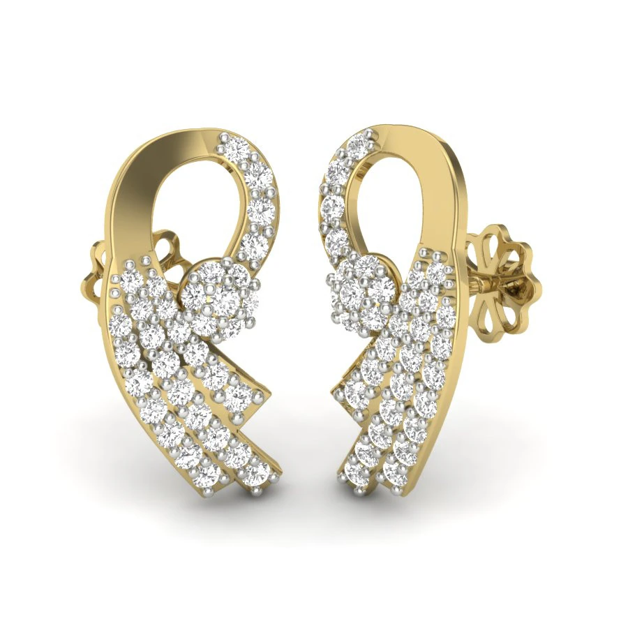Printable 3D Jewelry design of Earrings with diamonds 3D Model .c4d .max .obj .3ds .fbx .stl .blend 