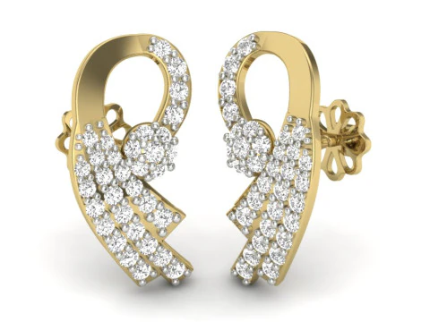 Printable 3D Jewelry design of Earrings with diamonds 3D Model