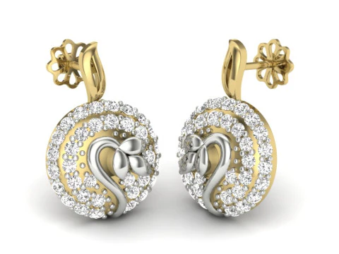 Design stampabile di gioielli 3D di orecchini con diamanti Modello 3D