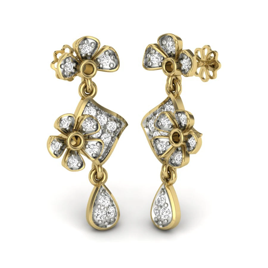 Printable 3D Jewelry design of Earrings with diamonds 3D Model .c4d .max .obj .3ds .fbx .stl .blend 