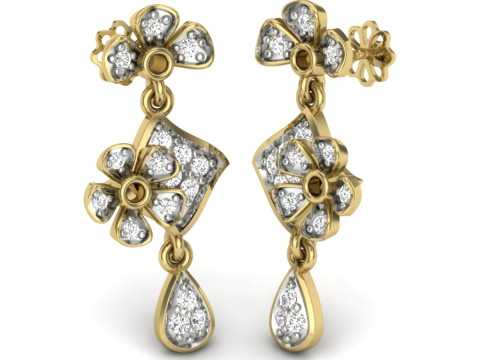 Printable 3D Jewelry design of Earrings with diamonds 3D Modell