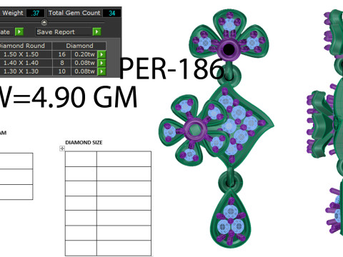 Printable 3D Jewelry design of Earrings with diamonds Modelo 3D