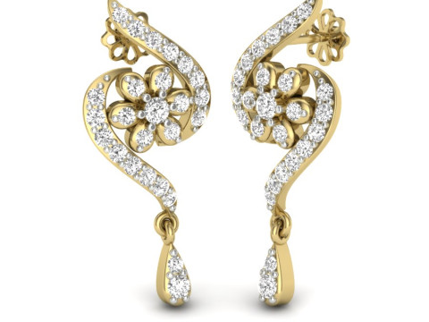Printable 3D Jewelry design of Earrings with diamonds 3D Modell