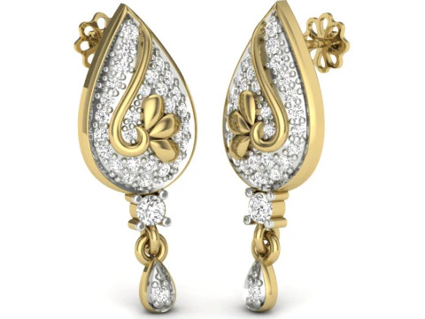 Druckbares 3D-Schmuckdesign von Ohrringen mit Diamanten 3D Modell