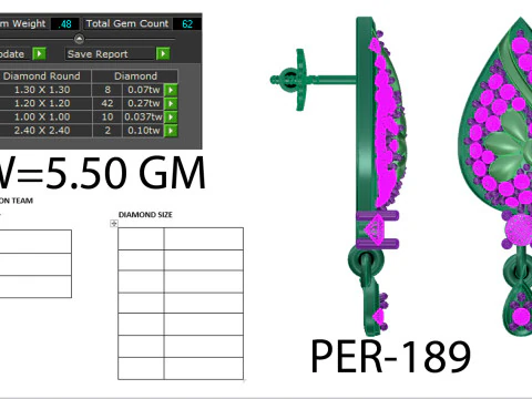 Printable 3D Jewelry design of Earrings with diamonds 3D Model