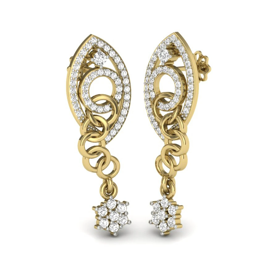 Printable 3D Jewelry design of Earrings with diamonds 3D Model .c4d .max .obj .3ds .fbx .stl .blend 