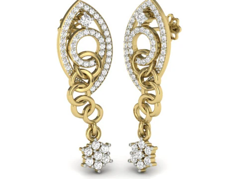 Printable 3D Jewelry design of Earrings with diamonds 3D Model