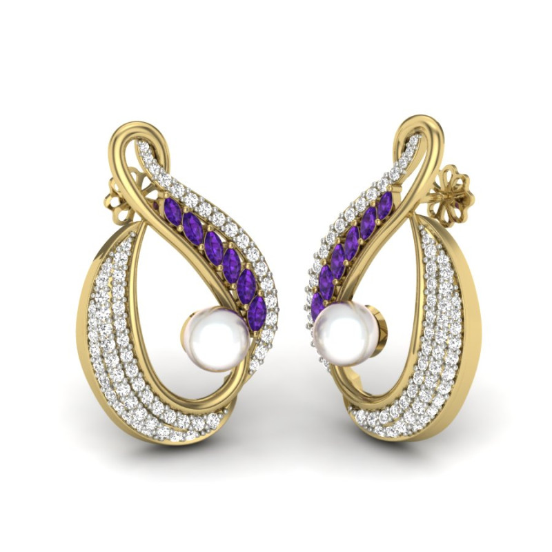 Printable 3D Jewelry design of Earrings with diamonds Model 3D .c4d .max .obj .3ds .fbx .stl .blend