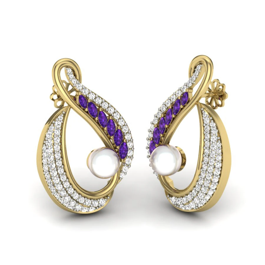 Printable 3D Jewelry design of Earrings with diamonds 3D Model .c4d .max .obj .3ds .fbx .stl .blend 