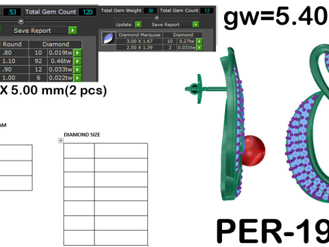 Printable 3D Jewelry design of Earrings with diamonds Model 3D