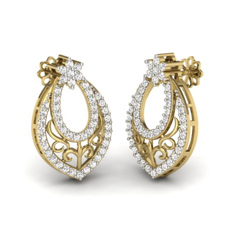 Printable 3D Jewelry design of Earrings with diamonds 3D Модель .c4d .max .obj .3ds .fbx .stl .blend
