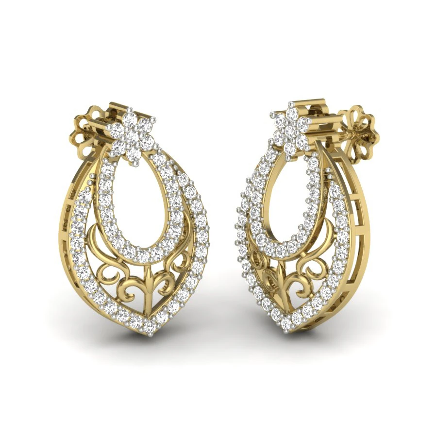 Printable 3D Jewelry design of Earrings with diamonds 3D Model .c4d .max .obj .3ds .fbx .stl .blend 