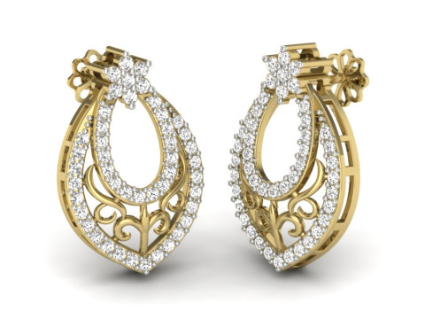 Printable 3D Jewelry design of Earrings with diamonds Model 3D