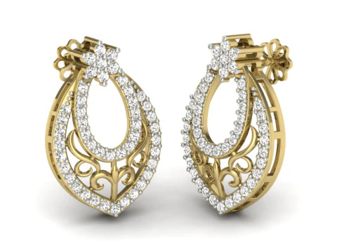 Printable 3D Jewelry design of Earrings with diamonds 3D Model