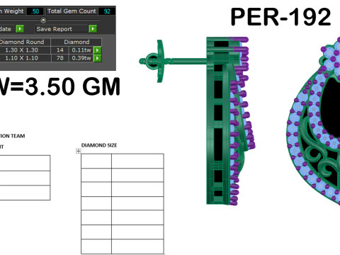 Printable 3D Jewelry design of Earrings with diamonds 3D Модель