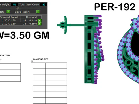 Printable 3D Jewelry design of Earrings with diamonds 3D Model