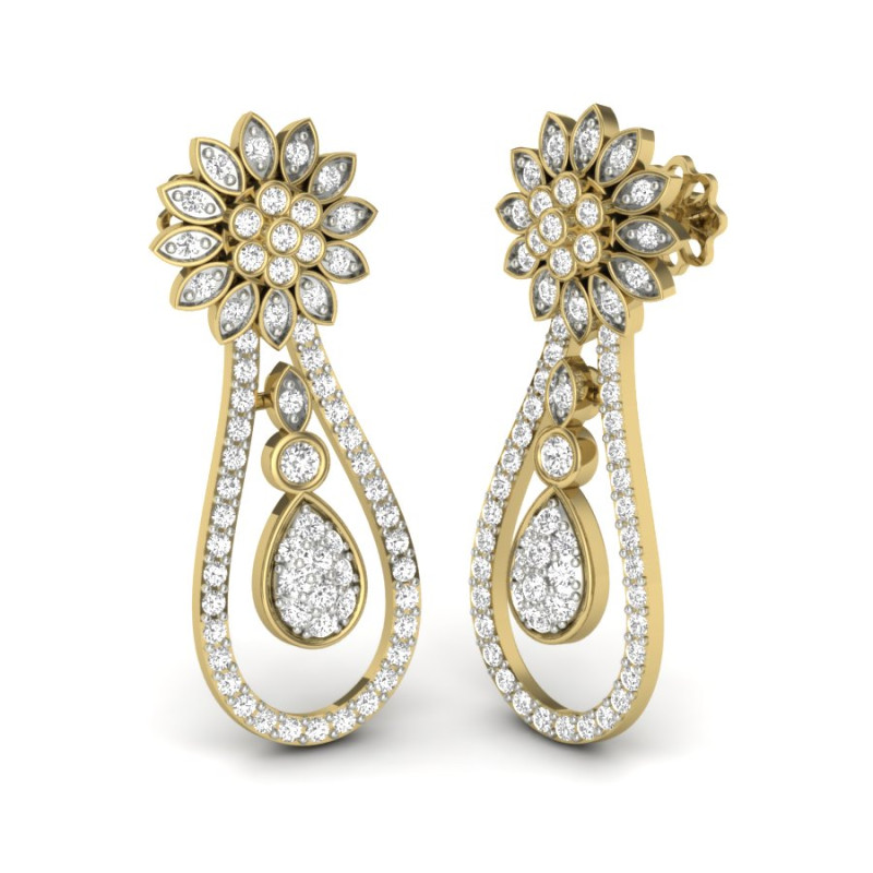 Printable 3D Jewelry design of Earrings with diamonds Modelo 3D .c4d .max .obj .3ds .fbx .stl .blend
