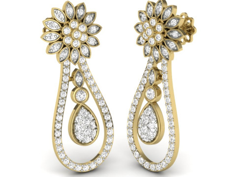 Printable 3D Jewelry design of Earrings with diamonds 3D Modell