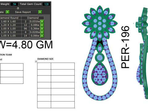 Printable 3D Jewelry design of Earrings with diamonds Modelo 3D