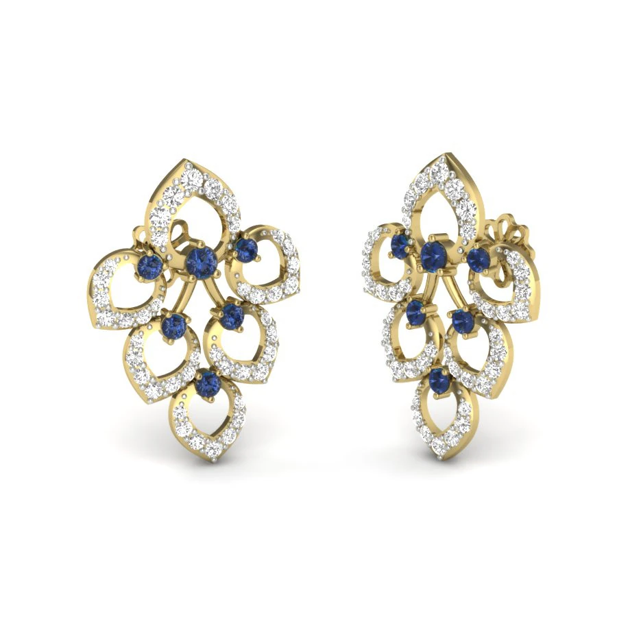 Printable 3D Jewelry design of Earrings with diamonds 3D Model .c4d .max .obj .3ds .fbx .stl .blend 