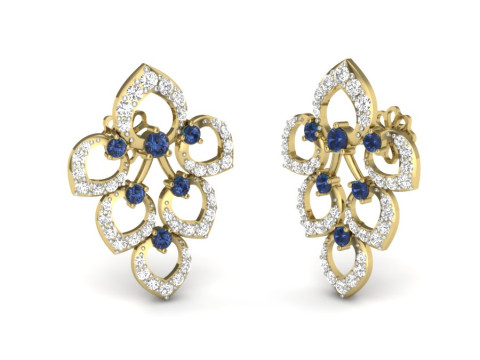 Printable 3D Jewelry design of Earrings with diamonds 3D Modell