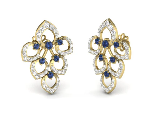 Printable 3D Jewelry design of Earrings with diamonds 3D Model