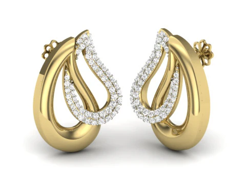 हीरे के साथ झुमके का प्रिंट करने योग्य 3डी आभूषण डिजाइन 3D मॉडल