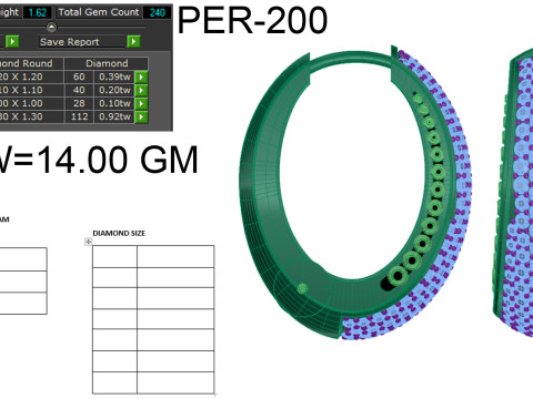 Printable 3D Jewelry design of Earrings with diamonds Modèle 3D