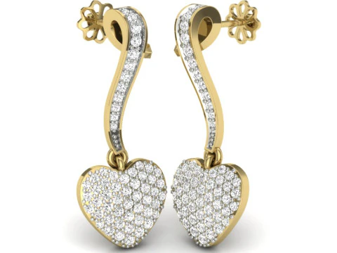 Printable 3D Jewelry design of Earrings with diamonds 3D Model