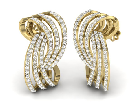 Printable 3D Jewelry design of Earrings with diamonds 3D Modell