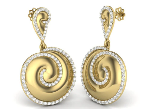 Printable 3D Jewelry design of Earrings with diamonds 3D Model