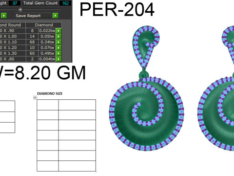 Printable 3D Jewelry design of Earrings with diamonds 3D 모델