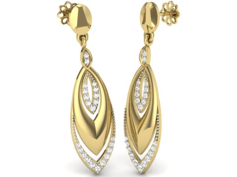 可打印的 3D 钻石耳环珠宝设计 3D 模型