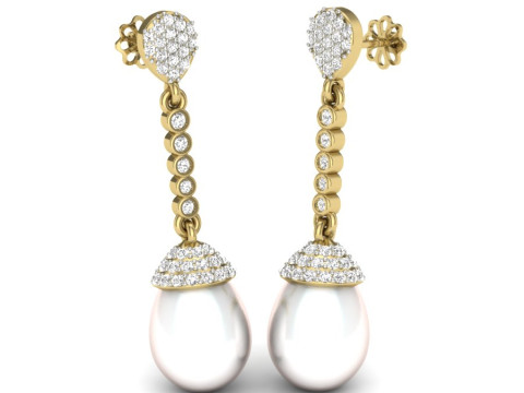 Printable 3D Jewelry design of Earrings with diamonds Model 3D