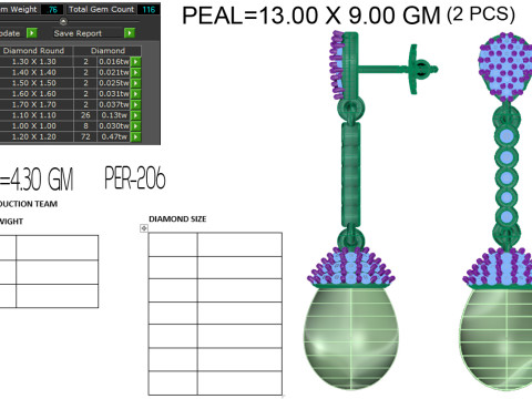Printable 3D Jewelry design of Earrings with diamonds Modelo 3D