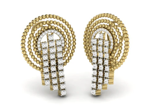 Printable 3D Jewelry design of Earrings with diamonds 3D Model