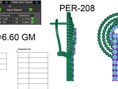 Printable 3D Jewelry design of Earrings with diamonds Modèle 3D