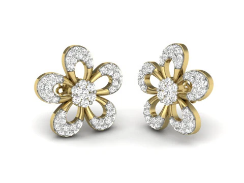 Printable 3D Jewelry design of Earrings with diamonds 3D Model